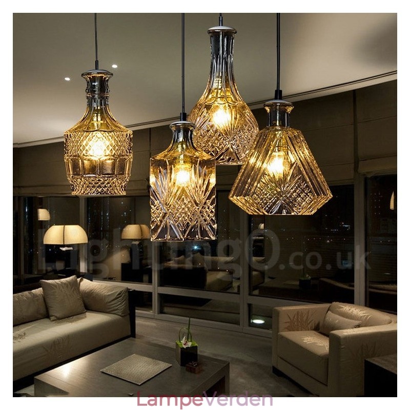 1 lys Rustik Lodge Glas Cafe Pendellampe