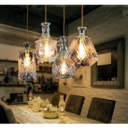 1 lys Rustik Lodge Glas Cafe Pendellampe