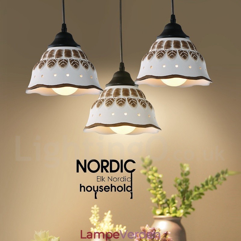 1 lys moderne moderne pendel med keramisk skærm