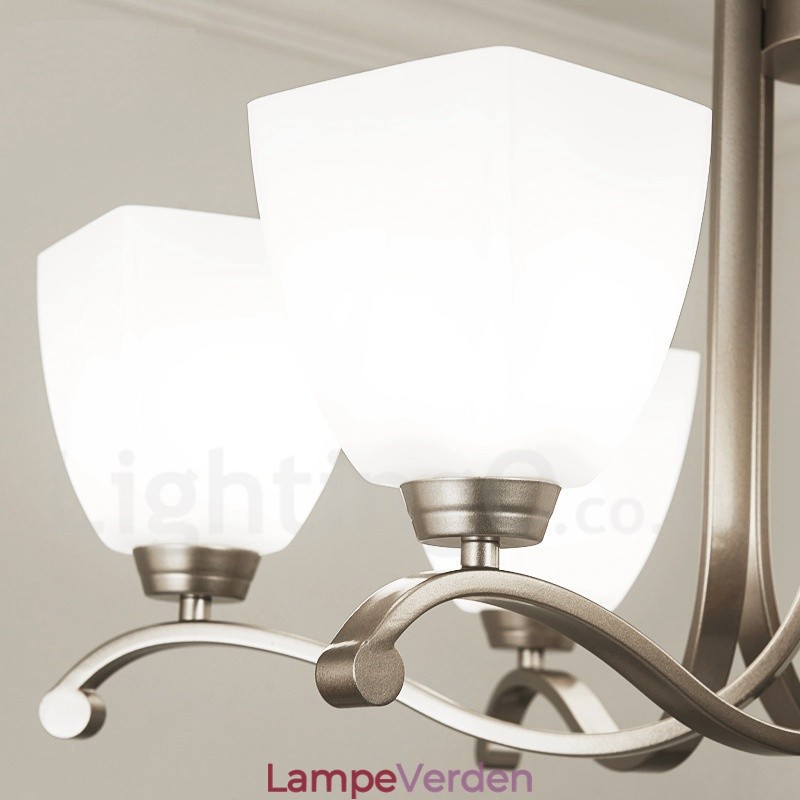 6 lys moderne moderne lysekrone med glasskærm