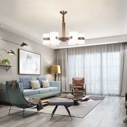 6 lys moderne moderne lysekrone med glasskærm