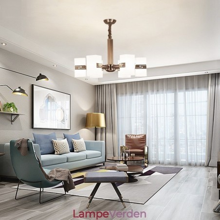 6 lys moderne moderne lysekrone med glasskærm