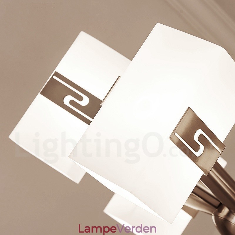 6 lys moderne moderne lysekrone med glasskærm