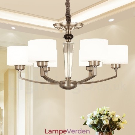 6 lys moderne moderne lysekrone med glasskærm