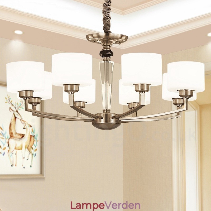 6 lys moderne moderne lysekrone med glasskærm