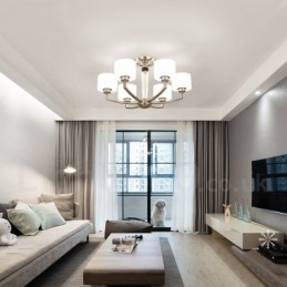 6 lys moderne moderne lysekrone med glasskærm