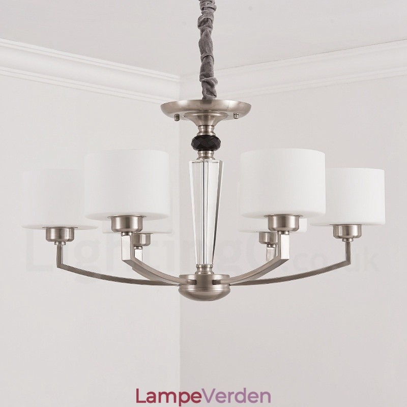 6 lys moderne moderne lysekrone med glasskærm