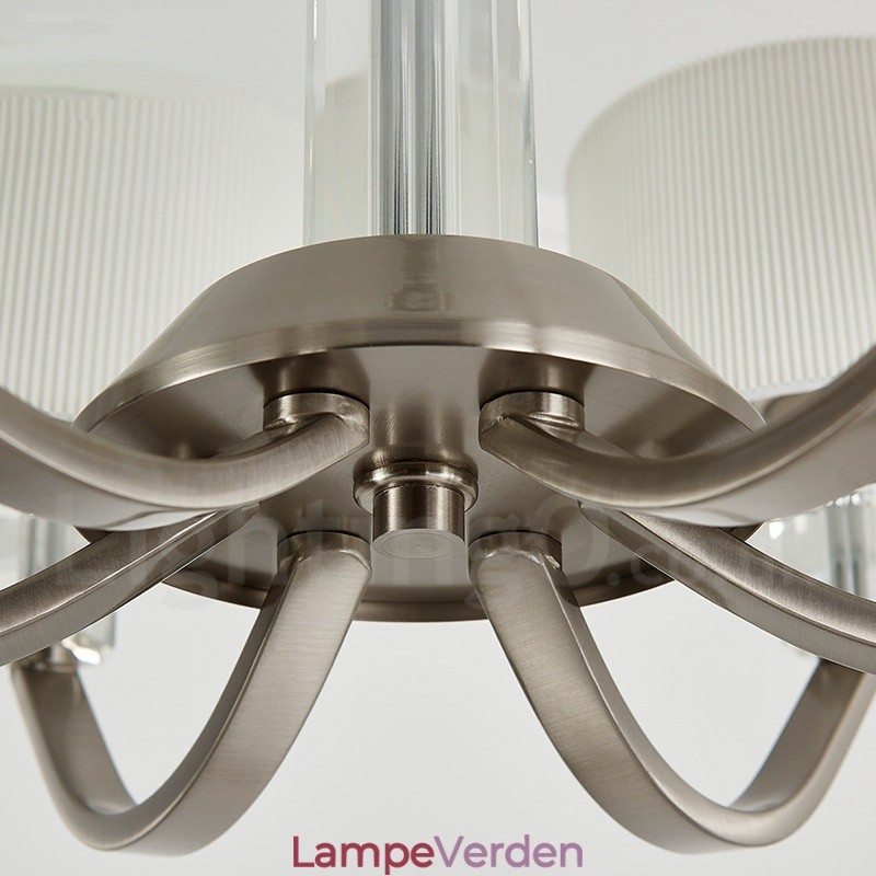 6 lys moderne moderne krystallysekrone med stofskærm