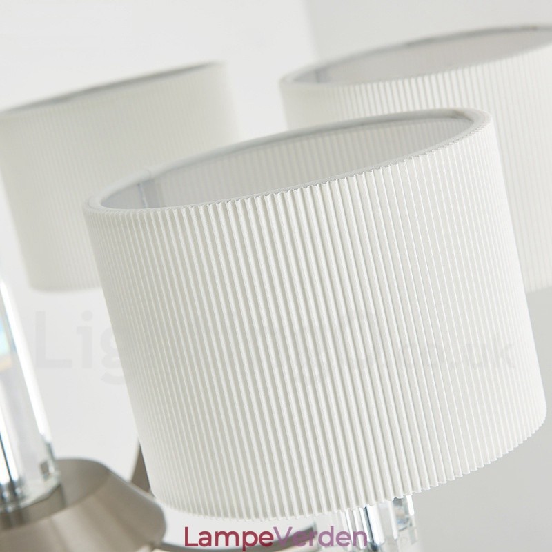 6 lys moderne moderne krystallysekrone med stofskærm