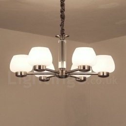 6 lys moderne moderne lysekrone med glasskærm