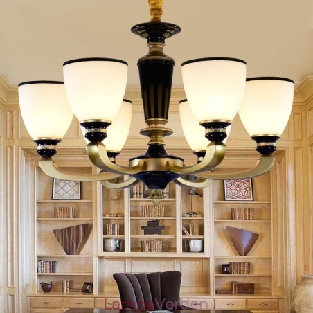 6 Light Retro Traditionel Zinklegering Retro Lysekrone med Glasskærm 6 Light Retro Traditionel Zinklegering Retro Lysekrone med Glasskærm