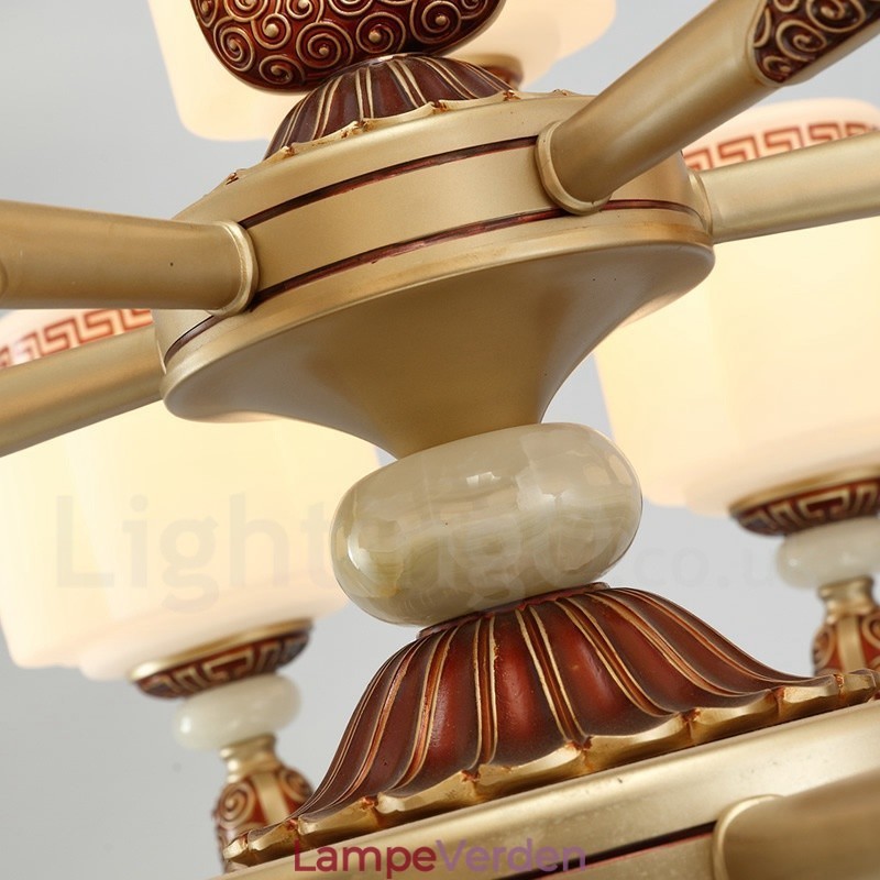 15 lys retro traditionel zinklegering Luksus Lobby lysekrone med glasskærm