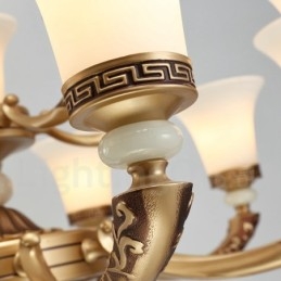 15 lys retro traditionel zinklegering Luksus Lobby lysekrone med glasskærm
