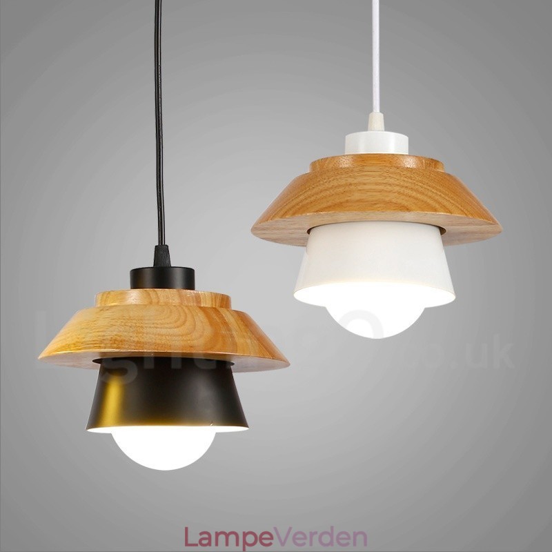 1 lys moderne moderne træ pendellampe med skærm i aluminiumslegering