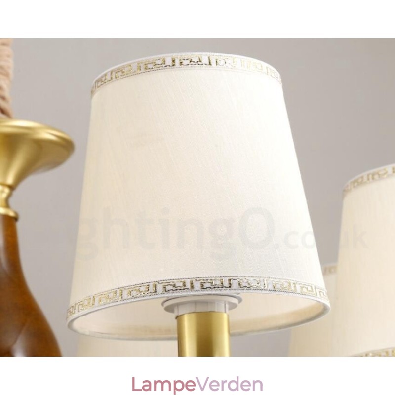 15 lys retro rustik luksus messing pendel lysekrone med glasskærm