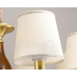 6 lys retro rustik luksus messing pendel lysekrone med glasskærm
