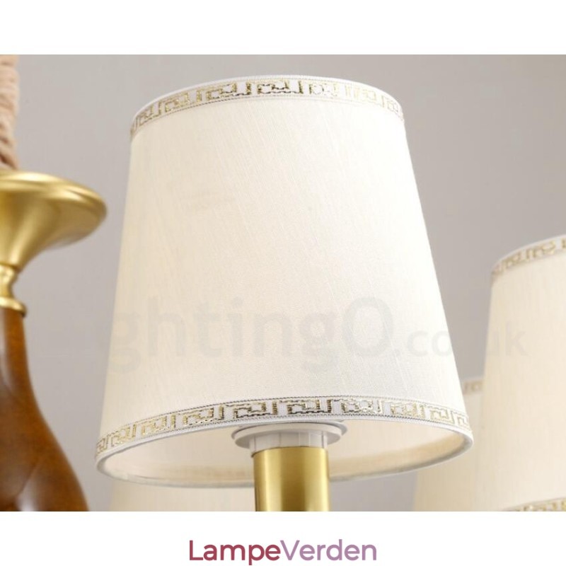 3 lys retro rustik luksus messing pendel lysekrone med glasskærm