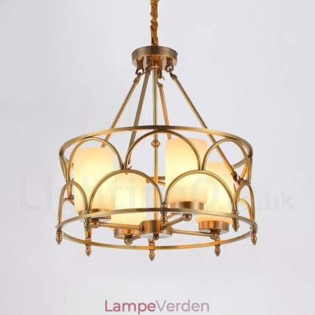 4 lys retro rustik luksus messing pendel lysekrone med glasskærm 4 lys retro rustik luksus messing pendel lysekrone med glasskærm