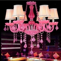 Kaffelampe Project Light Candle Crystal Hængende Lampe Pink A