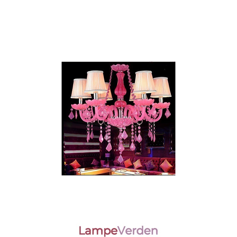 Kaffelampe Project Light Candle Crystal Hængende Lampe Pink A