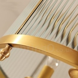 5 lys retro rustik luksus messing pendel lysekrone med glasskærm