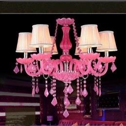 Kaffelampe Project Light Candle Crystal Hængende Lampe Pink A