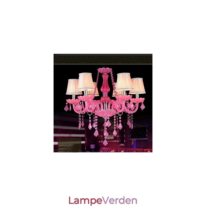 Kaffelampe Project Light Candle Crystal Hængende Lampe Pink A