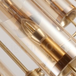 16 lys retro rustik luksus messing pendel lysekrone med glasskærm