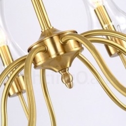 6 lys retro rustik luksus messing pendel lysekrone med glasskærm