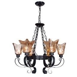 Lysekrone 6 lys glas traditionel klassisk vintage