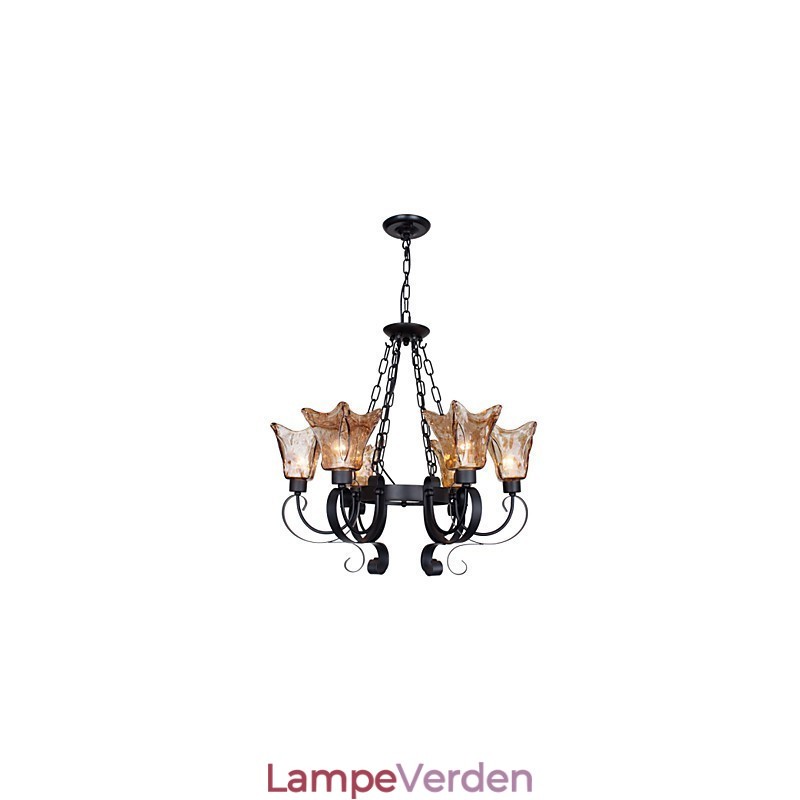 Lysekrone 6 lys glas traditionel klassisk vintage