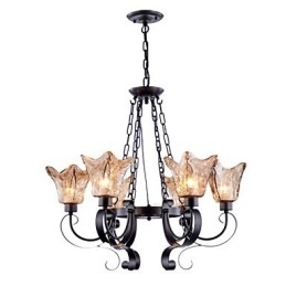 Lysekrone 6 lys glas traditionel klassisk vintage