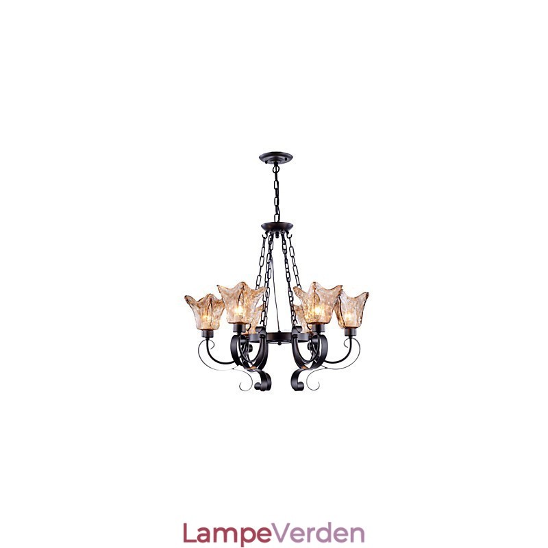 Lysekrone 6 lys glas traditionel klassisk vintage