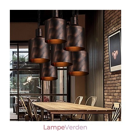 Lysekrone Rustik Lodge Drum Metal Pendel Light Lysekrone Rustik Lodge Drum Metal Pendel Light