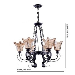 Lysekrone 6 lys glas traditionel klassisk vintage