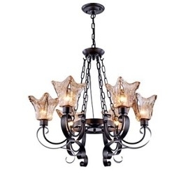 Lysekrone 6 lys glas traditionel klassisk vintage