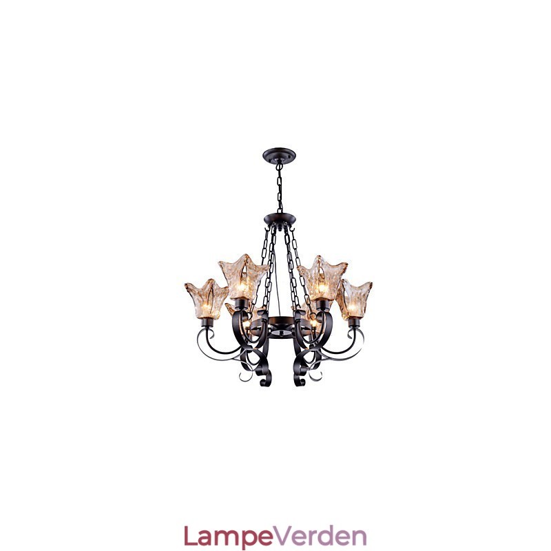Lysekrone 6 lys glas traditionel klassisk vintage