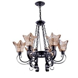 Lysekrone 6 lys glas traditionel klassisk vintage