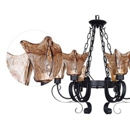 Lysekrone 6 lys glas traditionel klassisk vintage