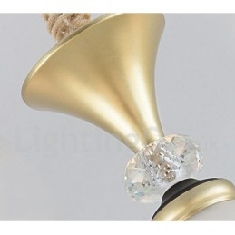 3 lys retro rustik luksus krystal pendel lysekrone med glasskærm