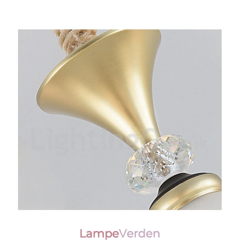 3 lys retro rustik luksus krystal pendel lysekrone med glasskærm