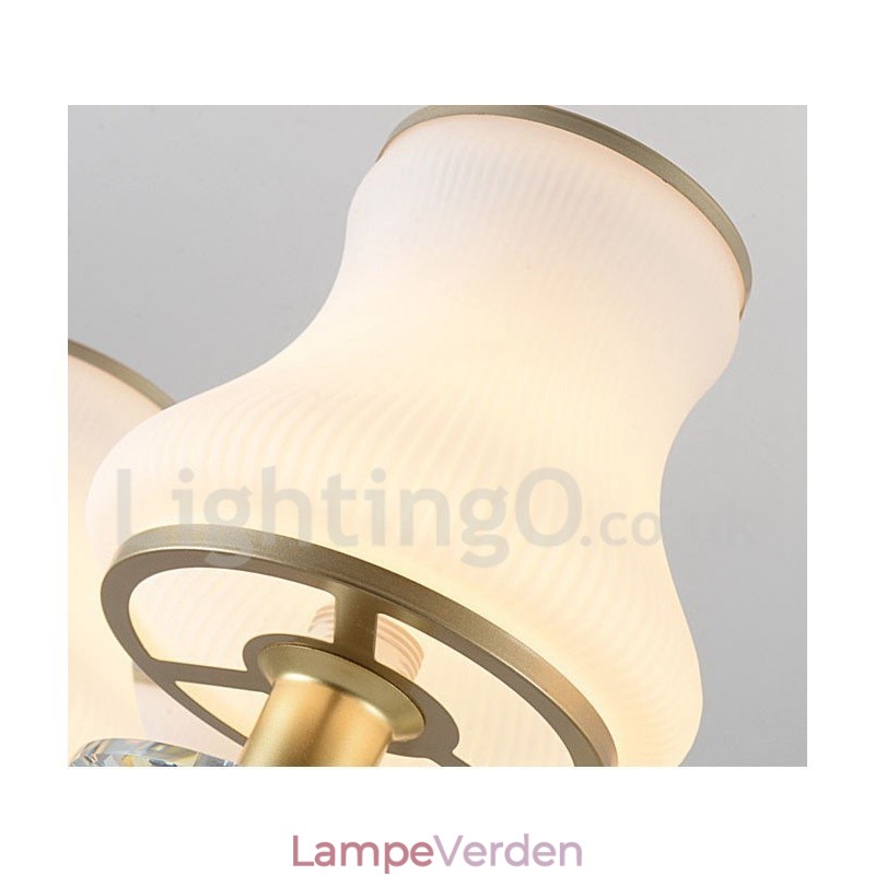 3 lys retro rustik luksus krystal pendel lysekrone med glasskærm