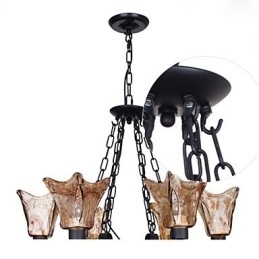 Lysekrone 6 lys glas traditionel klassisk vintage