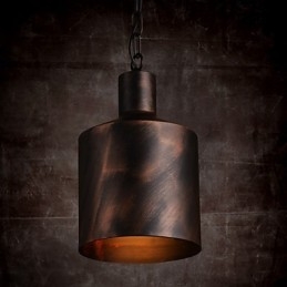 Lysekrone Rustik Lodge Drum Metal Pendel Light