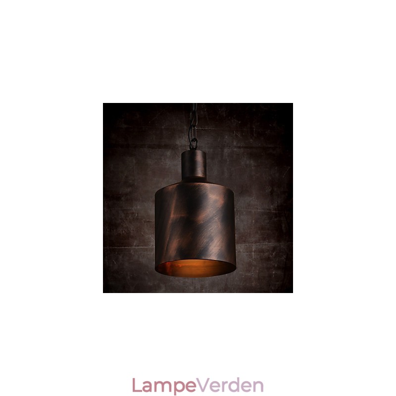 Lysekrone Rustik Lodge Drum Metal Pendel Light