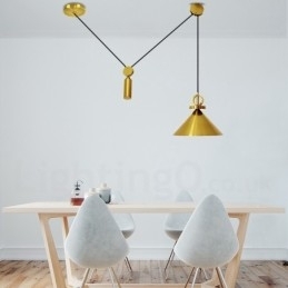Ren kobber Moderne moderne nordisk stil stigning og fald Pendellampe Messing Loftslampe