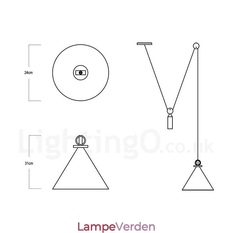 Ren kobber Moderne moderne nordisk stil stigning og fald Pendellampe Messing Loftslampe