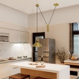 Ren kobber Moderne moderne nordisk stil stigning og fald Pendellampe Messing Loftslampe