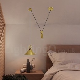 Ren kobber Moderne moderne nordisk stil stigning og fald Pendellampe Messing Loftslampe