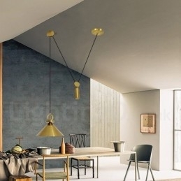 Ren kobber Moderne moderne nordisk stil stigning og fald Pendellampe Messing Loftslampe